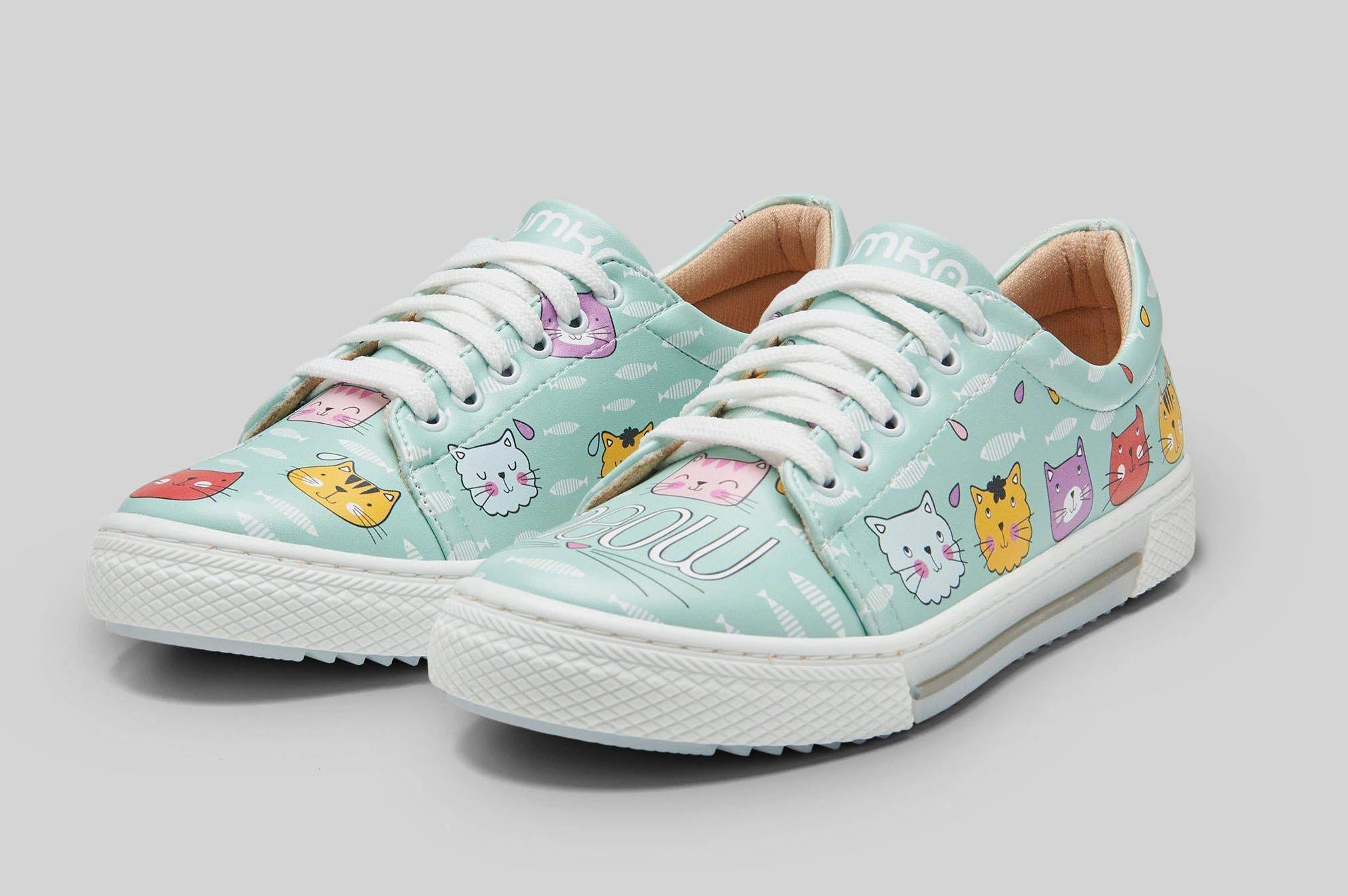 Meow Cats Green Sneakers BY Mumka - Sneakers available at DOYUF